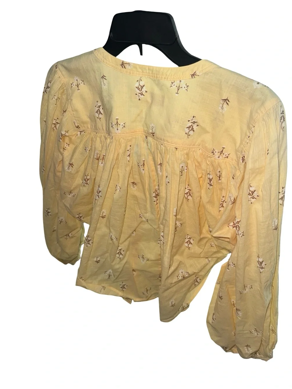 LOFT Pale Yellow Floral Button-Front Blouse